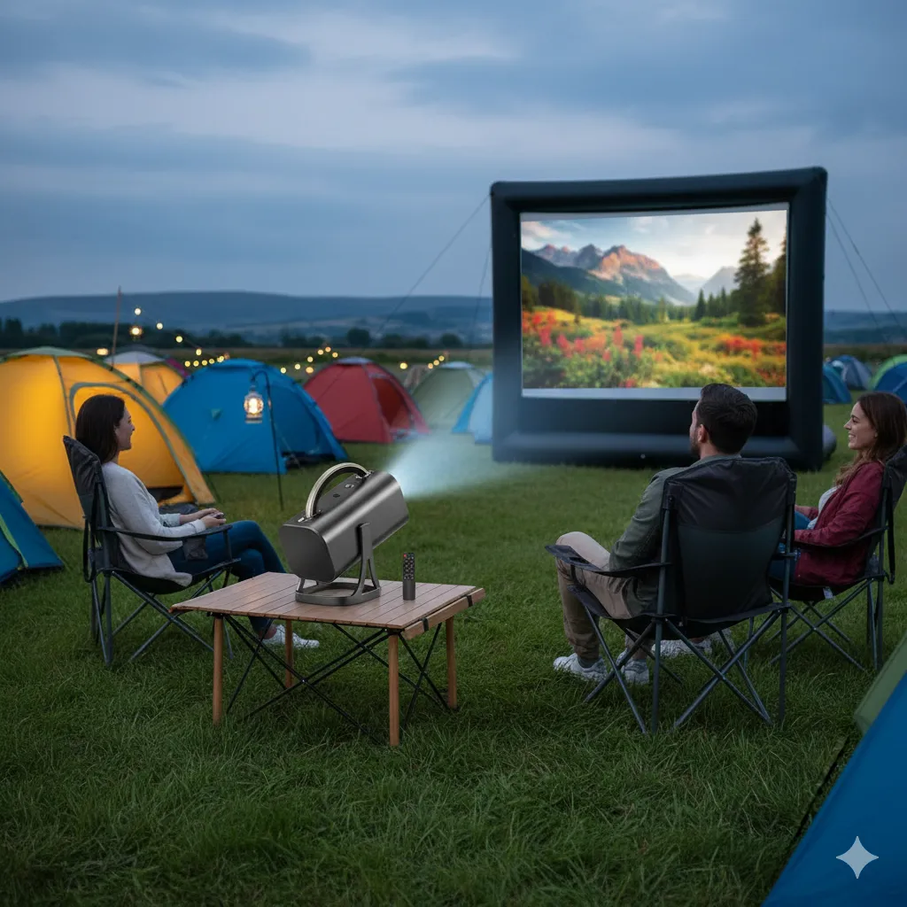 A mini projector for camping.
